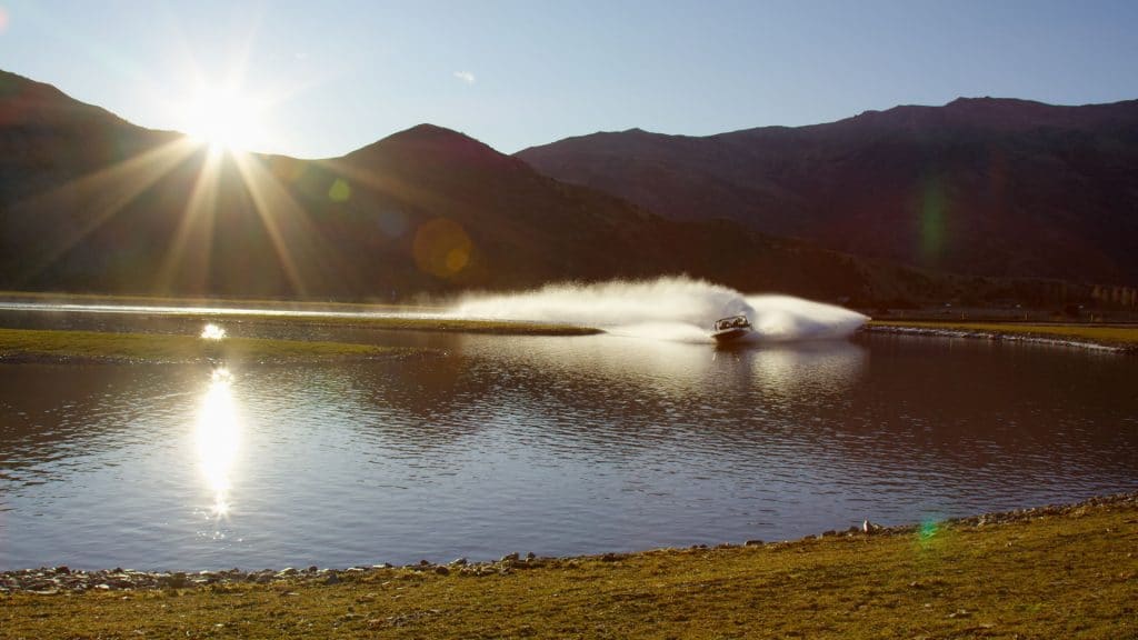 Jet sprint boat in action