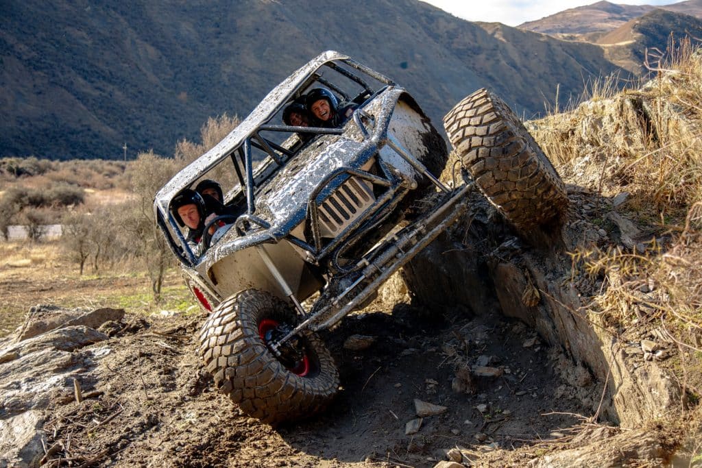 Off-road adventurers enjoying a thrilling drive