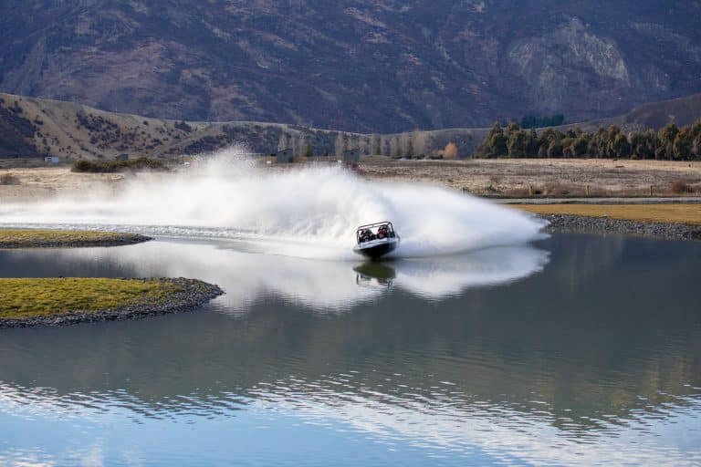 Jet sprint boat in action